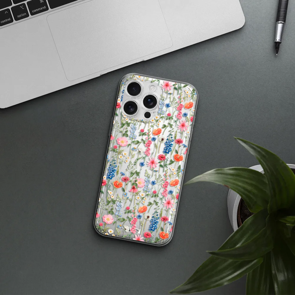 Green Blue Red Flowers Apple Iphone 16 Pro Max Clear Tpu Case
