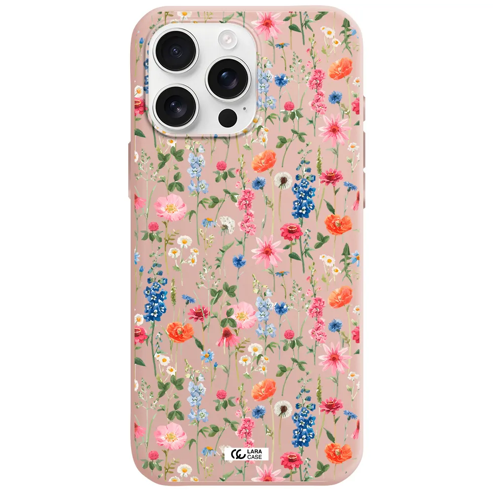 Green Blue Red Flowers Apple Iphone 16 Pro Max Silicone Pastel Pink Case