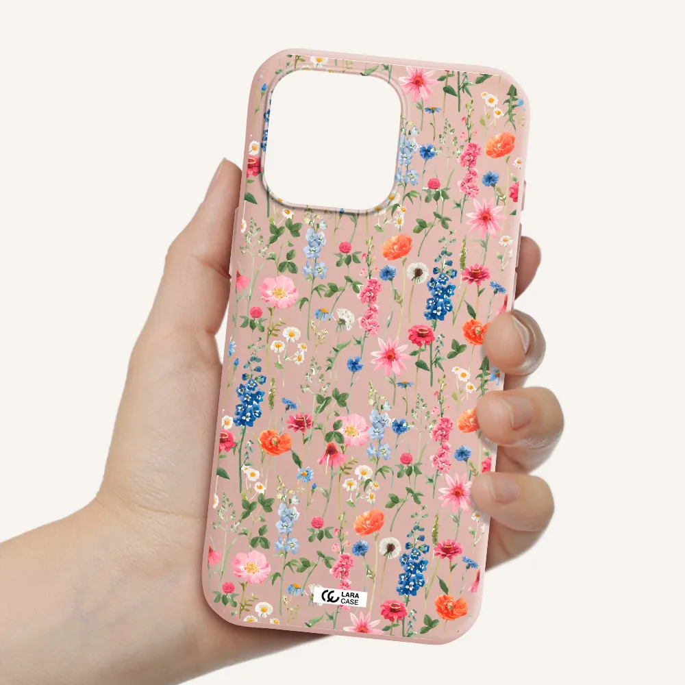 Green Blue Red Flowers Apple Iphone 16 Pro Max Silicone Pastel Pink Case