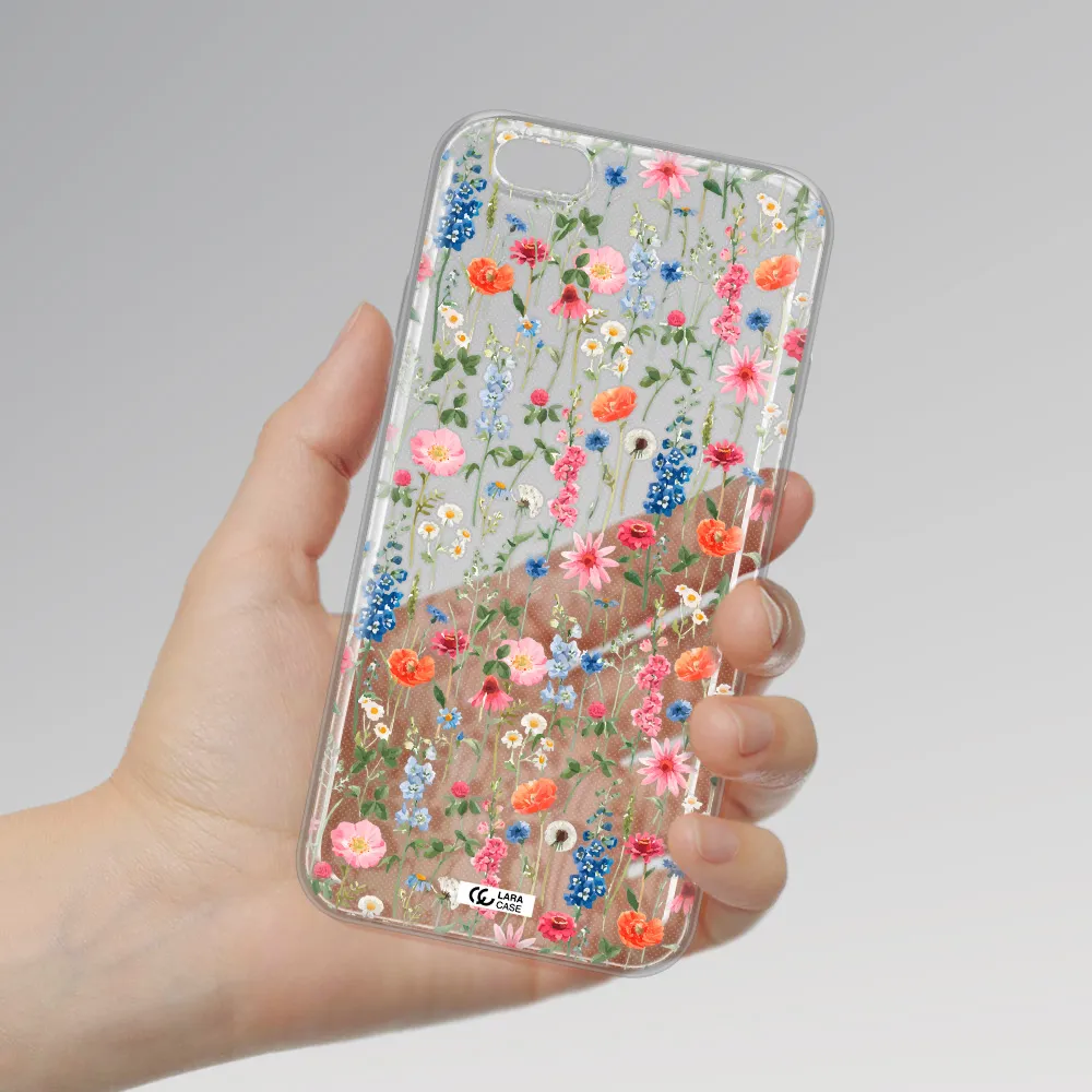 Green Blue Red Flowers Apple iPhone 6 plus Clear TPU Case
