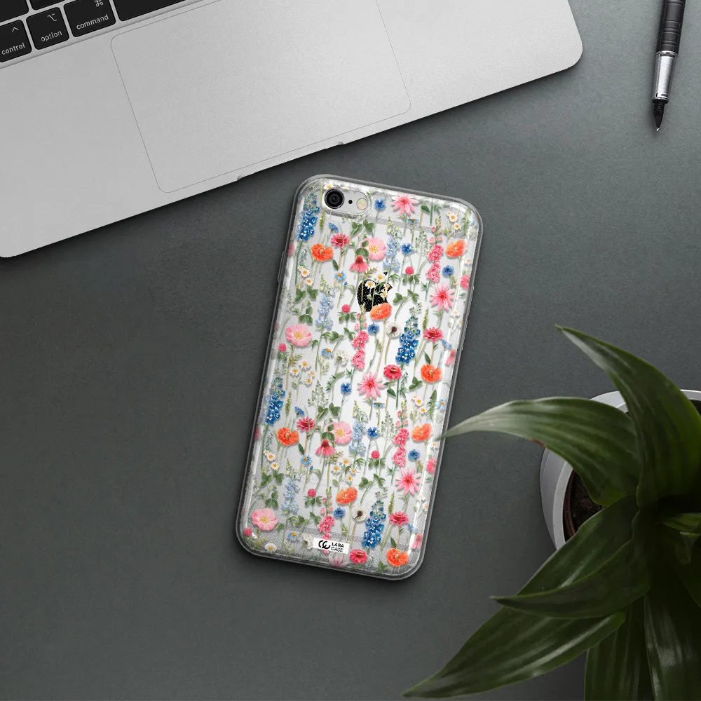 Green Blue Red Flowers Apple iPhone 6 plus Clear TPU Case