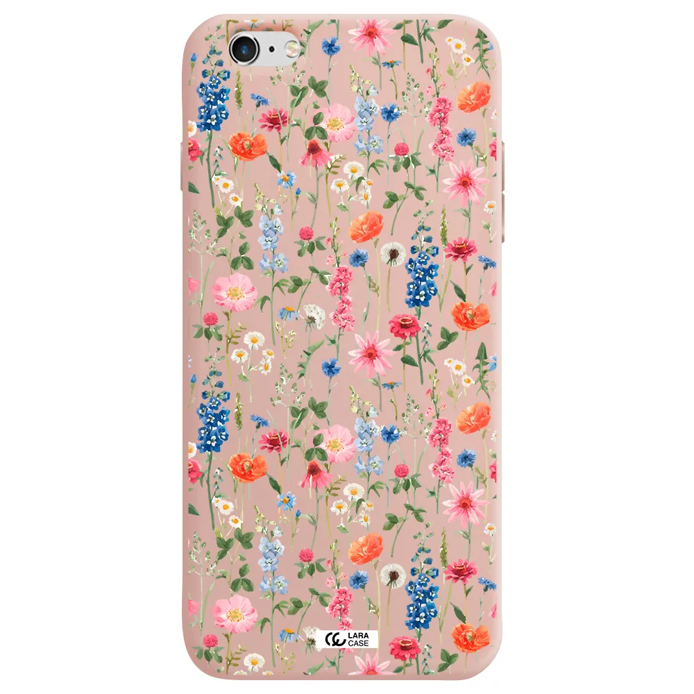 Green Blue Red Flowers Apple iPhone 6 plus Silicone pastel pink Case