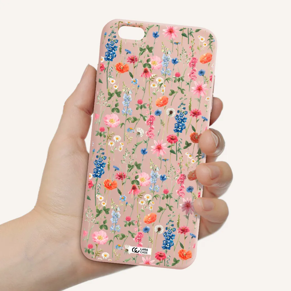 Green Blue Red Flowers Apple iPhone 6 plus Silicone pastel pink Case