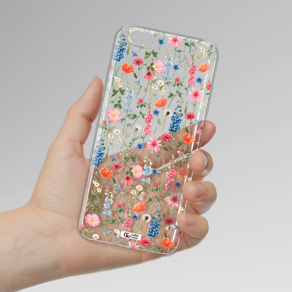 Green Blue Red Flowers Apple iPhone 6 s plus Clear TPU Case