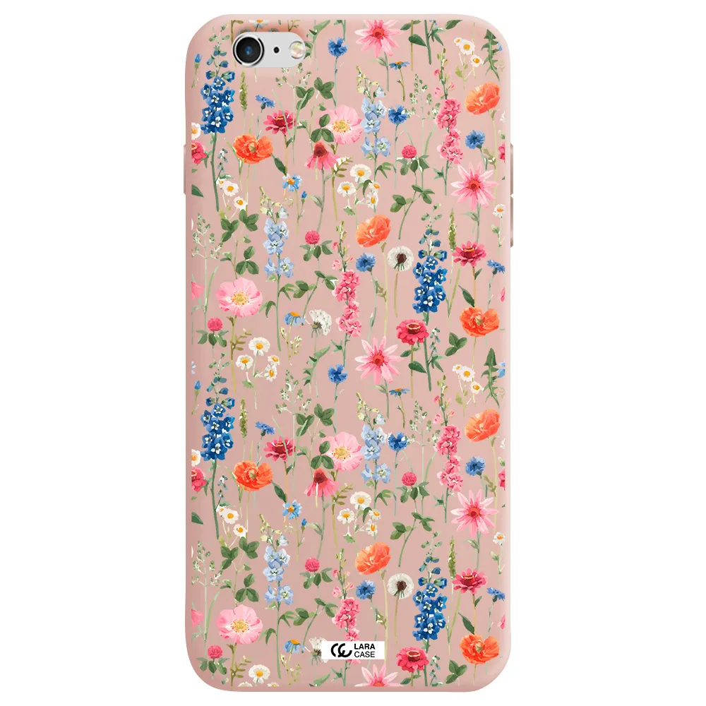 Green Blue Red Flowers Apple iPhone 6 s plus Silicone pastel pink Case