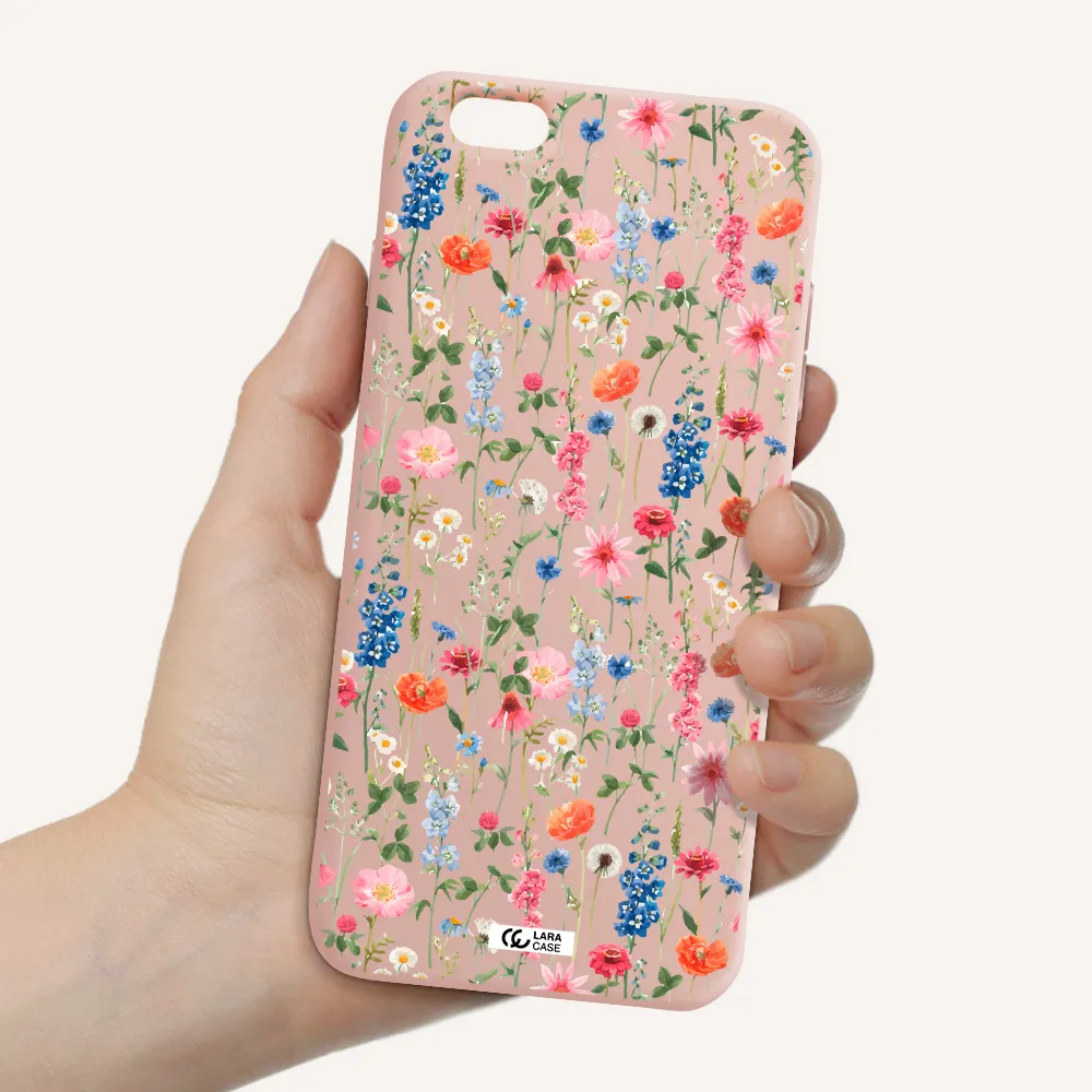 Green Blue Red Flowers Apple iPhone 6 s plus Silicone pastel pink Case