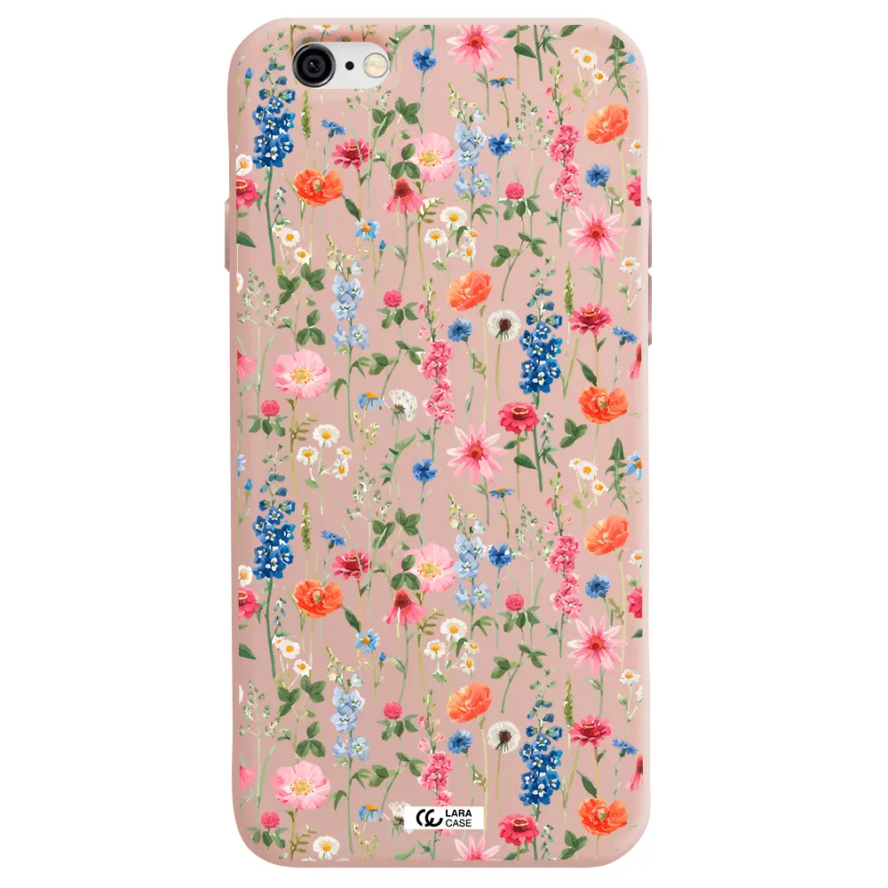 Green Blue Red Flowers Apple iPhone 6 Silicone pastel pink Case