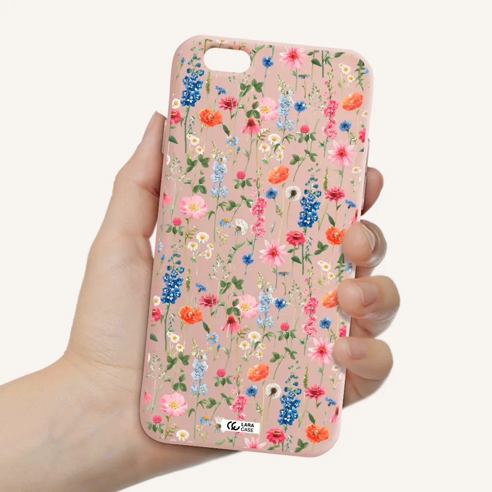 Green Blue Red Flowers Apple iPhone 6 Silicone pastel pink Case