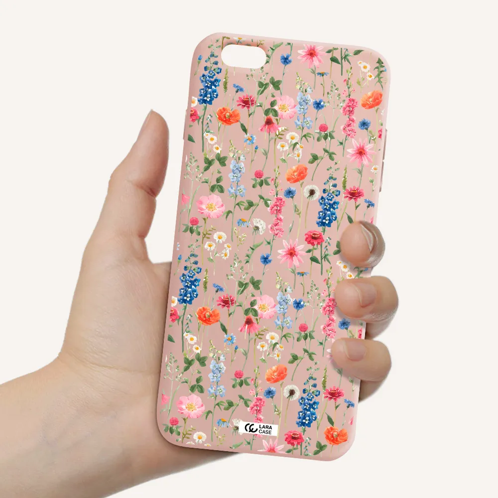 Green Blue Red Flowers Apple iPhone 6S Silicone pastel pink Case
