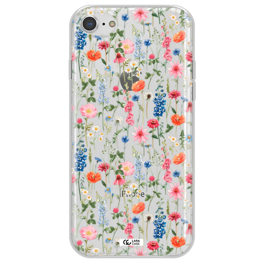 Green Blue Red Flowers Apple iPhone 7 Clear TPU Case