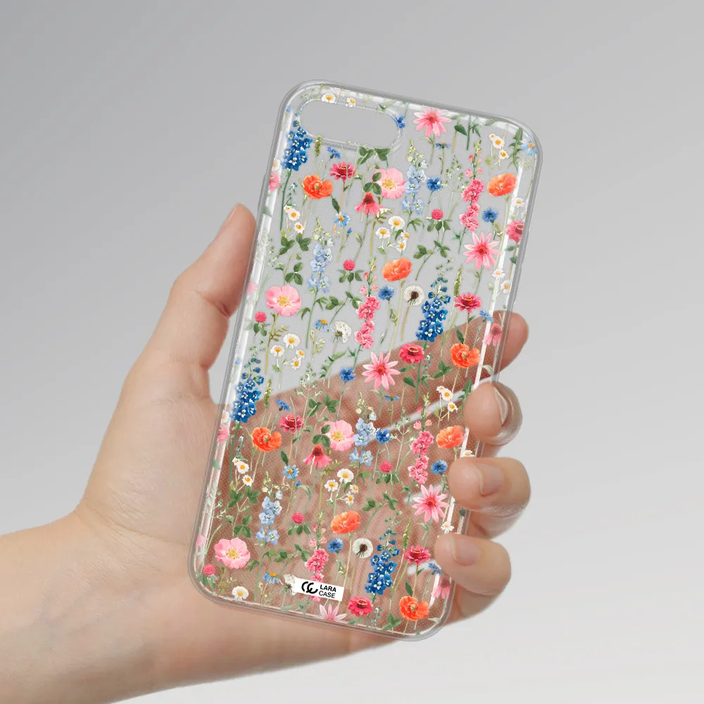 Green Blue Red Flowers Apple iPhone 7 plus Clear TPU Case