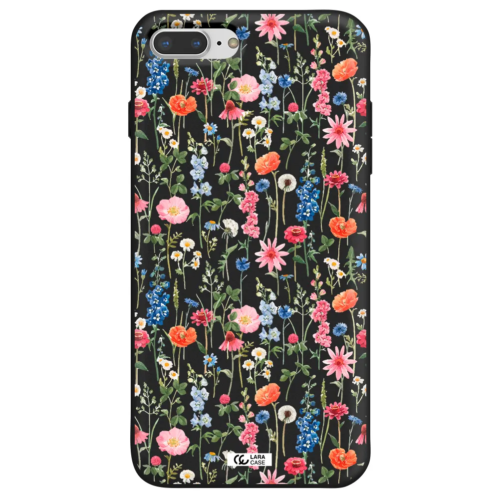 Green Blue Red Flowers Apple iPhone 7 plus Silicone black Case