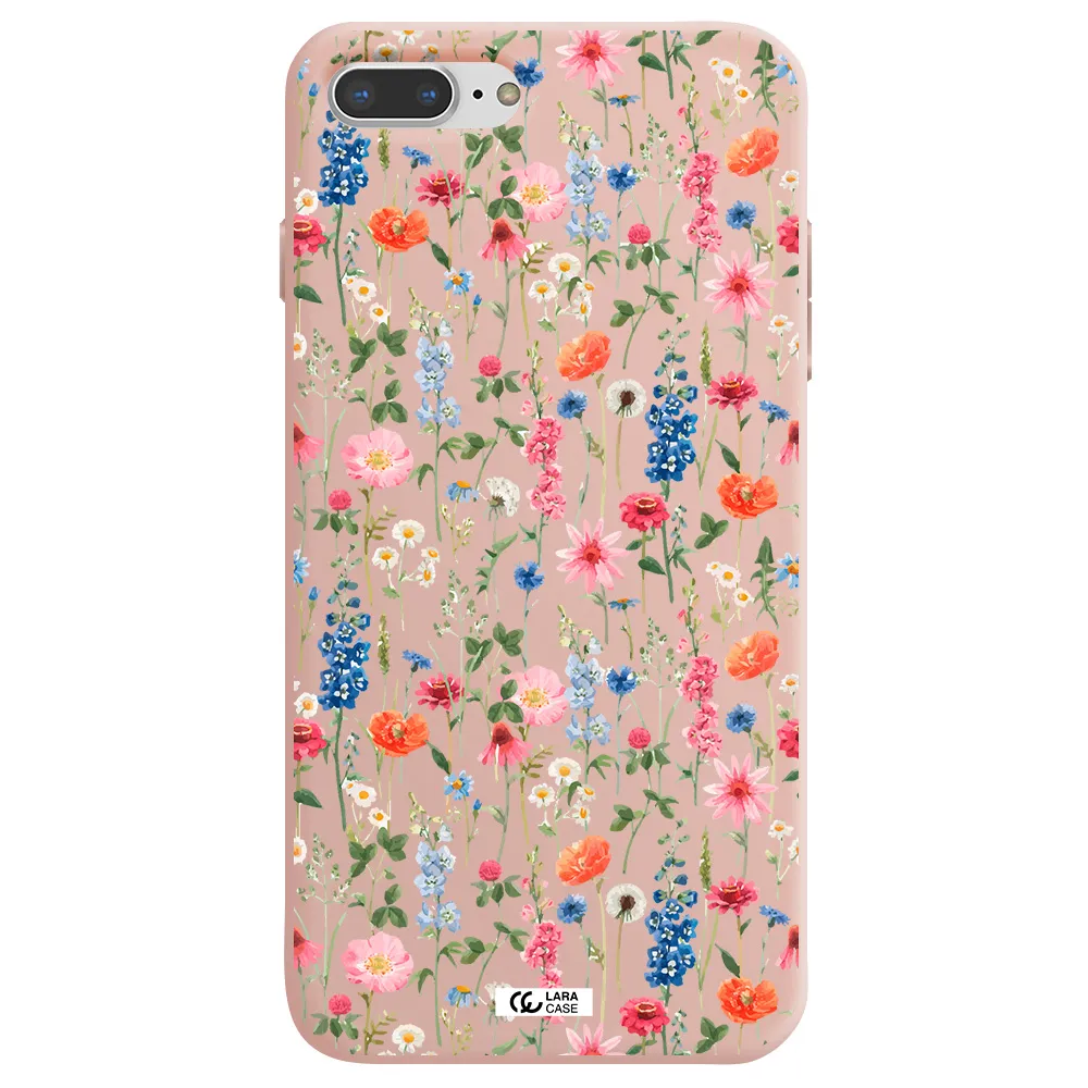 Green Blue Red Flowers Apple iPhone 7 plus Silicone pastel pink Case