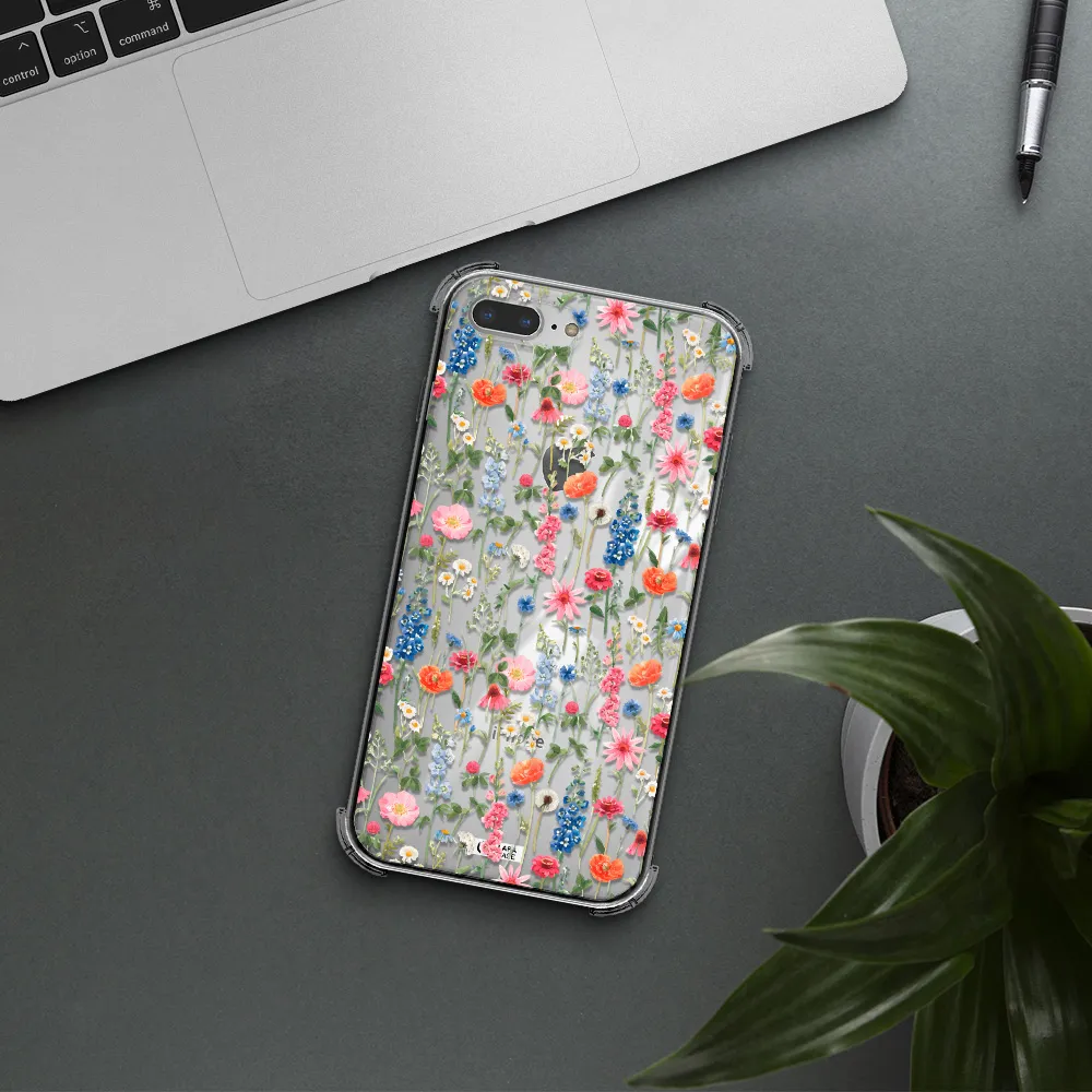 Green Blue Red Flowers Apple iPhone 8 plus Clear PC Case