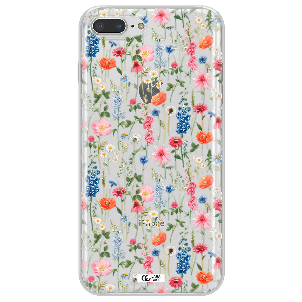 Green Blue Red Flowers Apple iPhone 8 plus Clear TPU Case