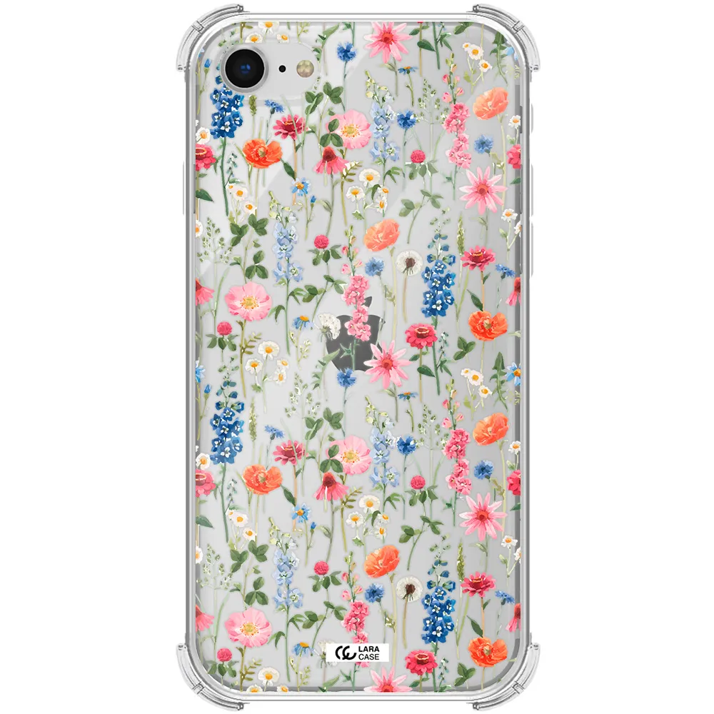 Green Blue Red Flowers Apple iPhone se 2020 Clear PC Case