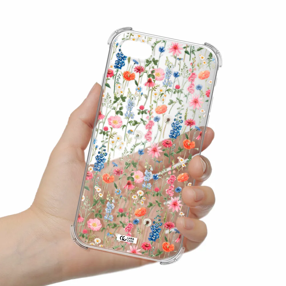 Green Blue Red Flowers Apple iPhone se 2020 Clear PC Case