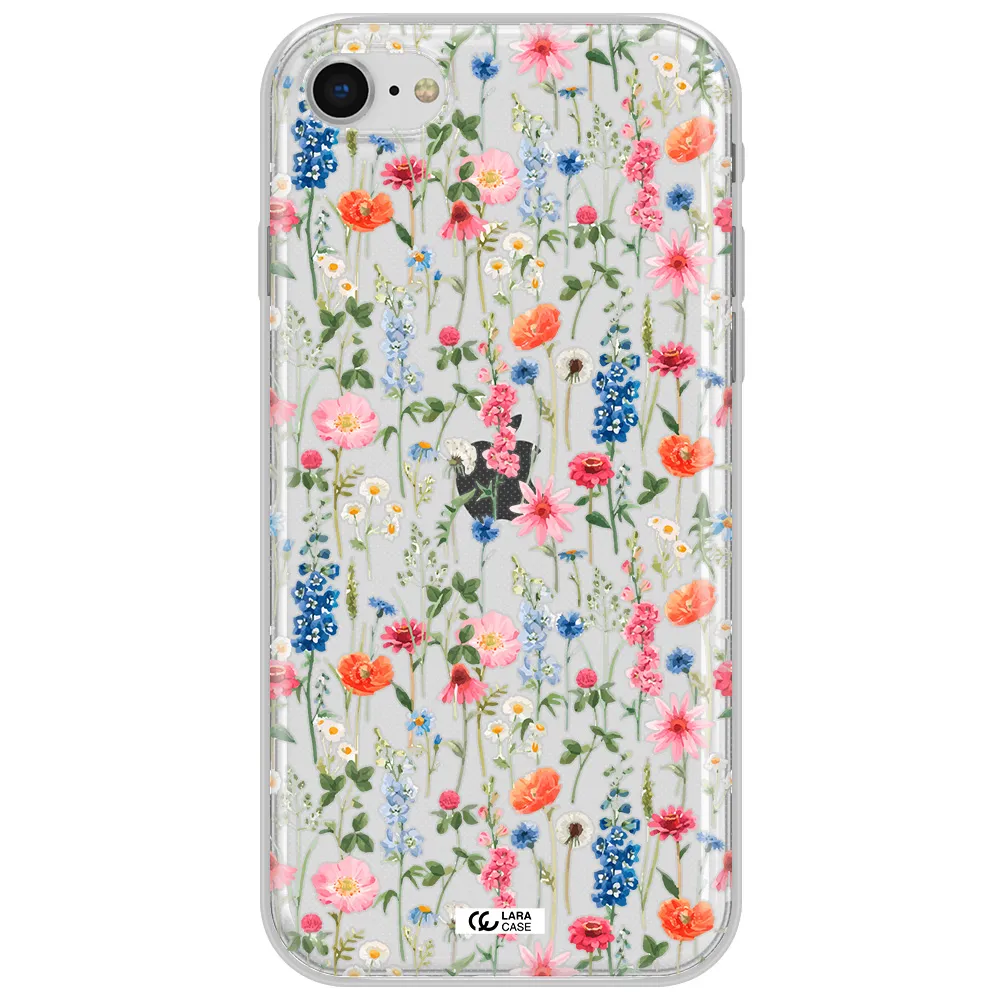 Green Blue Red Flowers Apple Iphone Se 2020 Clear Tpu Case