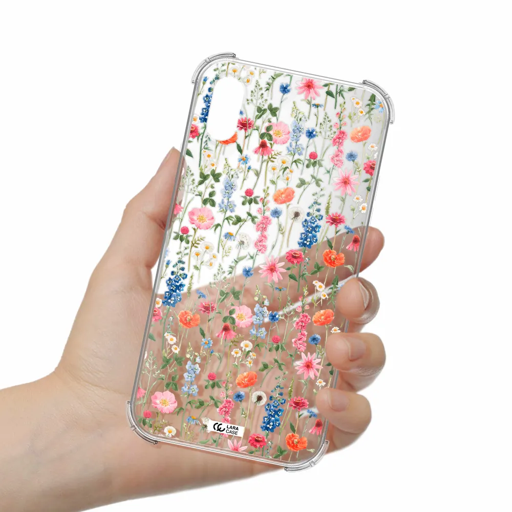 Green Blue Red Flowers Apple iPhone X Clear PC Case