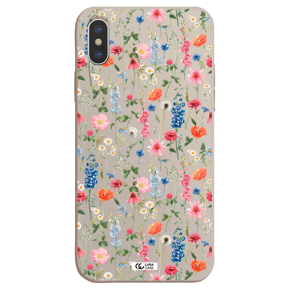 Green Blue Red Flowers Apple iPhone X Silicone Stone Case