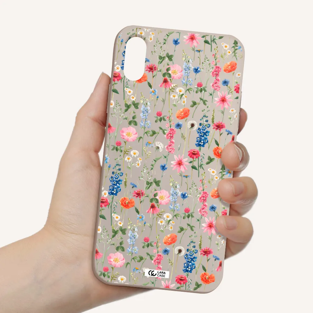 Green Blue Red Flowers Apple iPhone X Silicone Stone Case