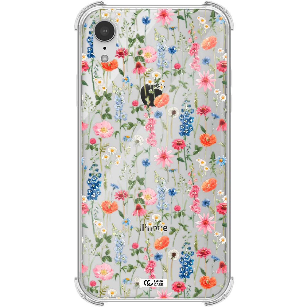 Green Blue Red Flowers Apple iPhone XR Clear PC Case