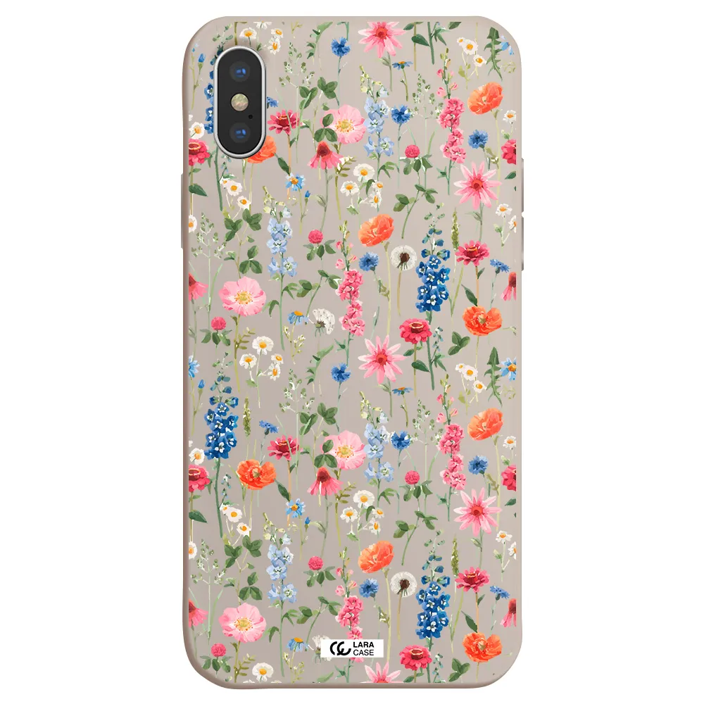 Green Blue Red Flowers Apple iPhone XS Silicone Stone Case