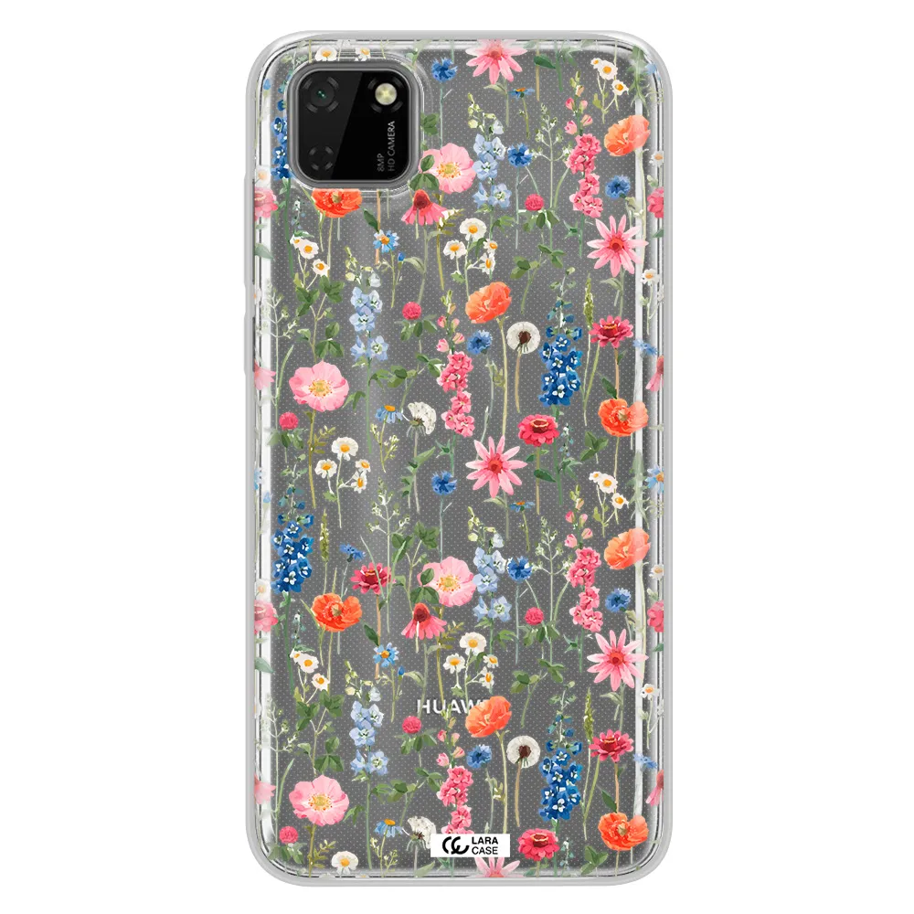 Green Blue Red Flowers Huawei Honor 9S Clear TPU Case