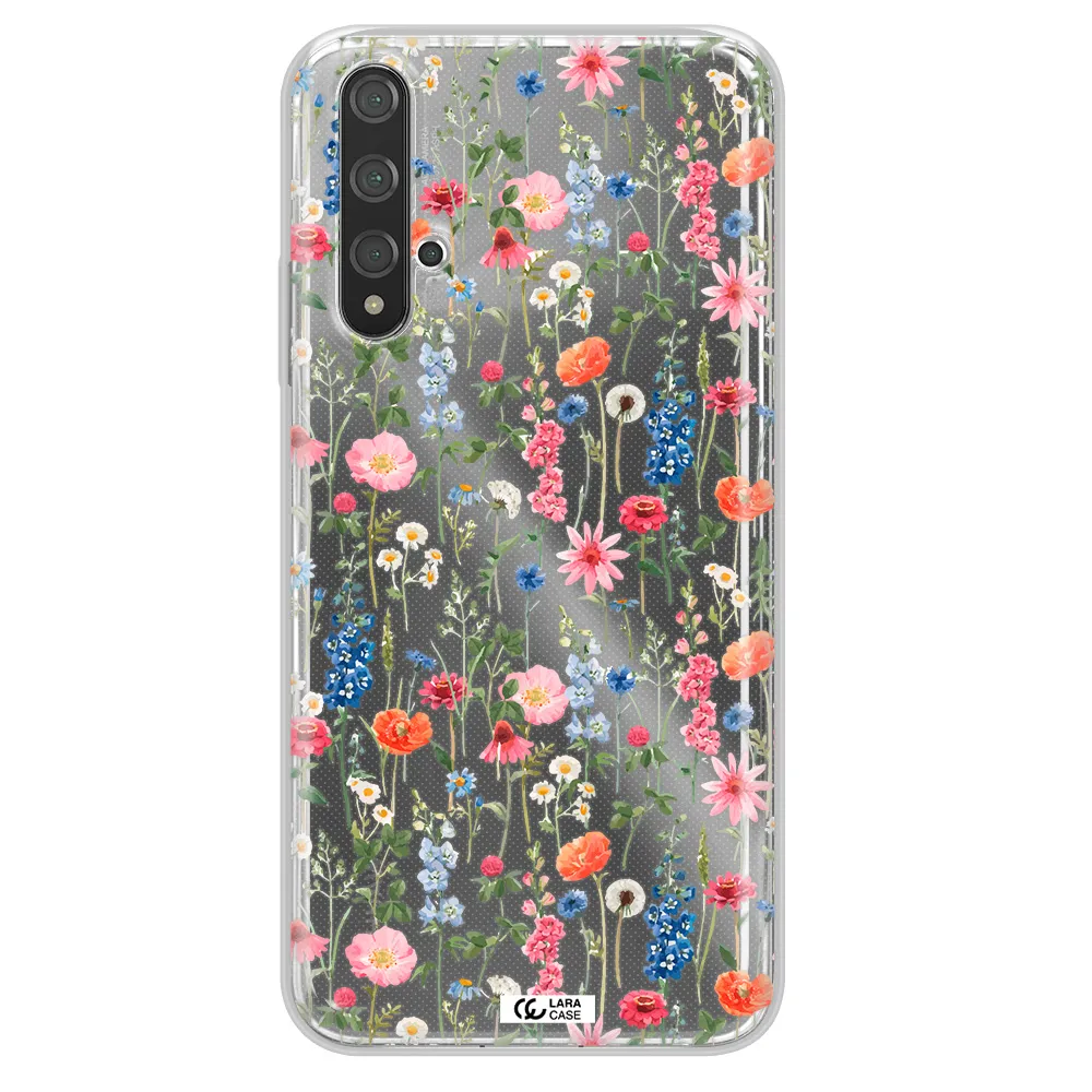 Green Blue Red Flowers Huawei Nova 5t Clear TPU Case