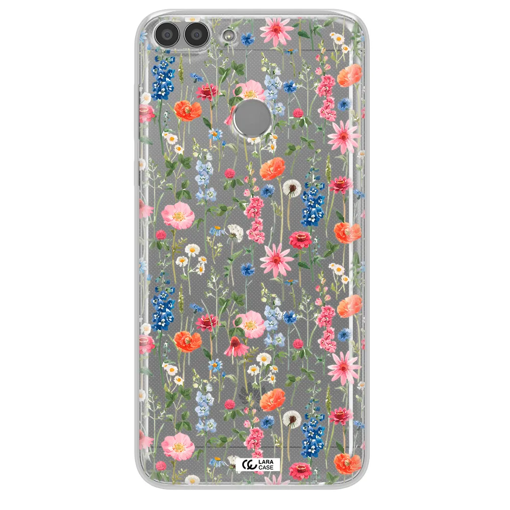 Green Blue Red Flowers Huawei P Smart 2017 Clear TPU Case
