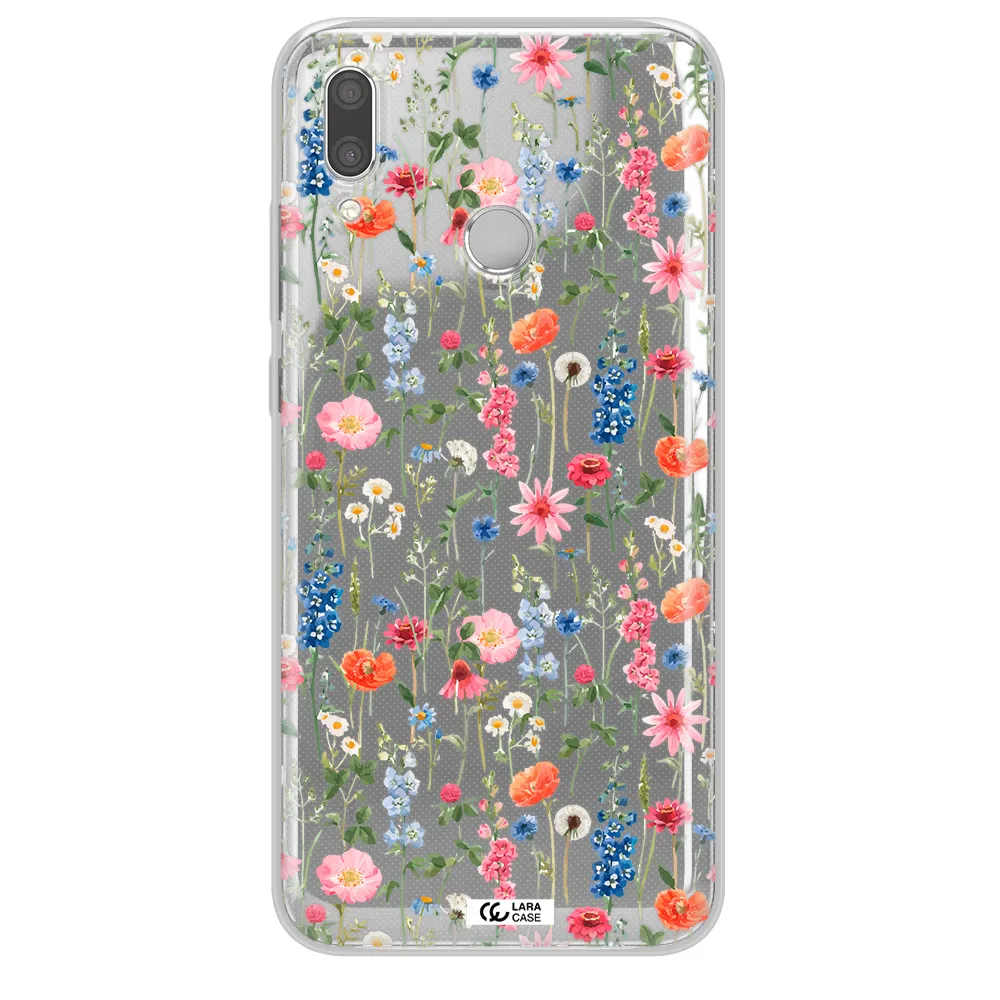 Green Blue Red Flowers Huawei P Smart 2019 Clear TPU Case