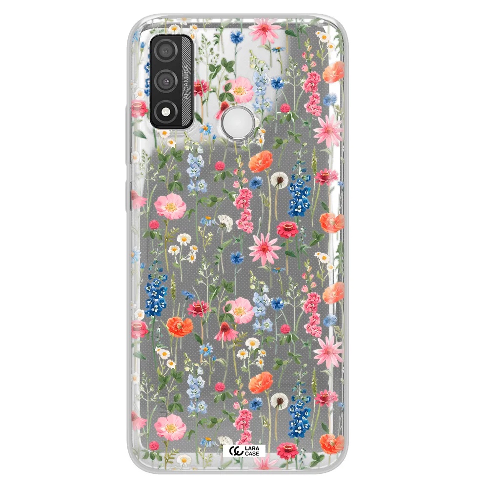 Green Blue Red Flowers Huawei P Smart 2020 Clear TPU Case