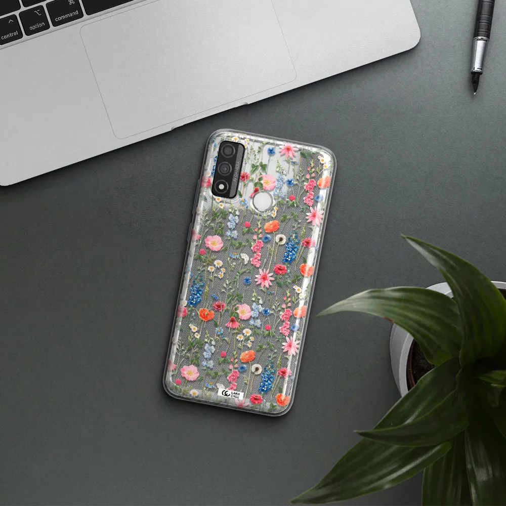 Green Blue Red Flowers Huawei P Smart 2020 Clear TPU Case