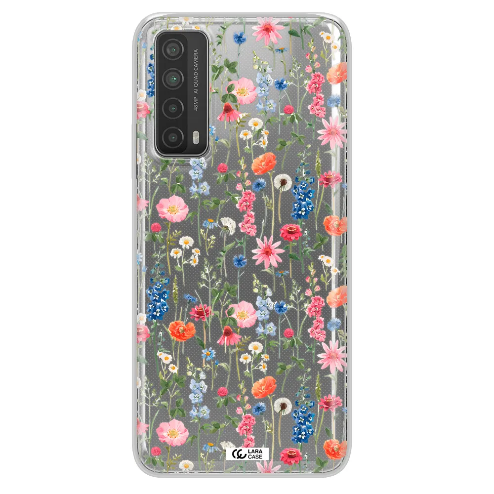 Green Blue Red Flowers Huawei P Smart 2021 Clear TPU Case