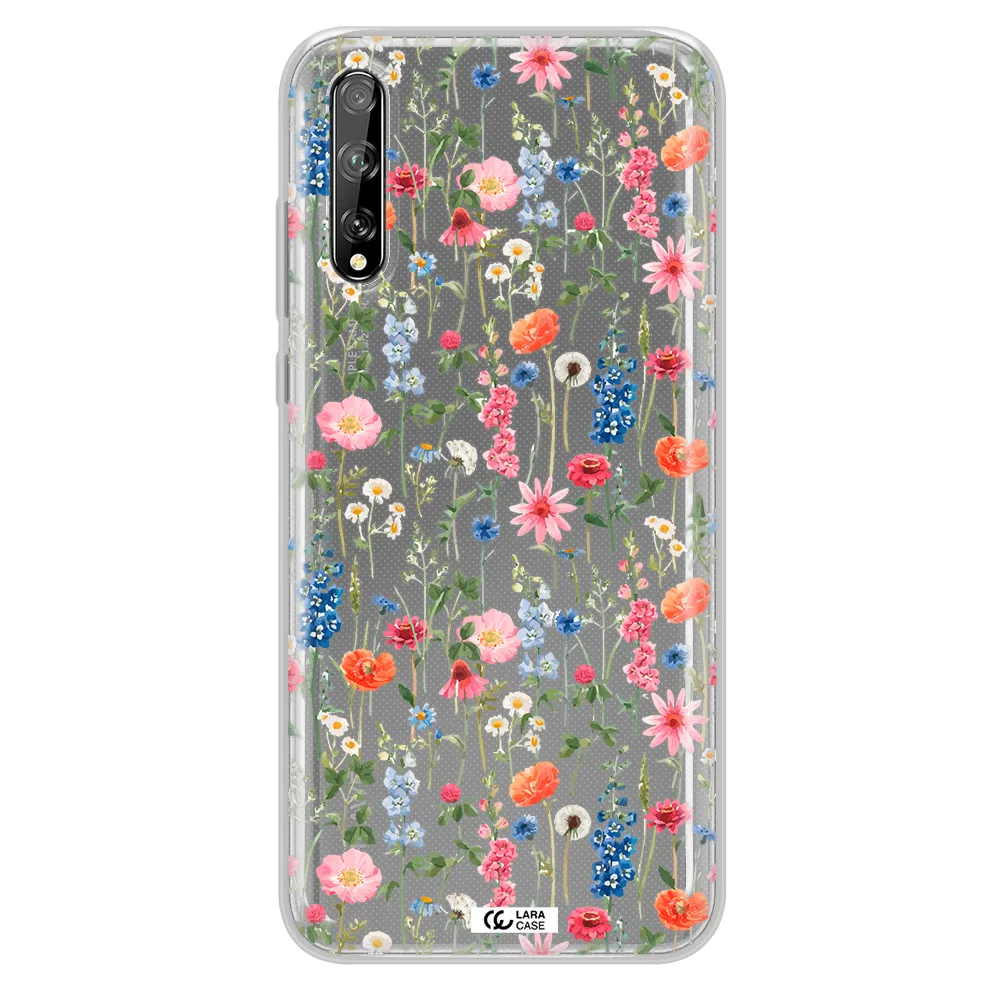 Green Blue Red Flowers Huawei P Smart S Clear TPU Case