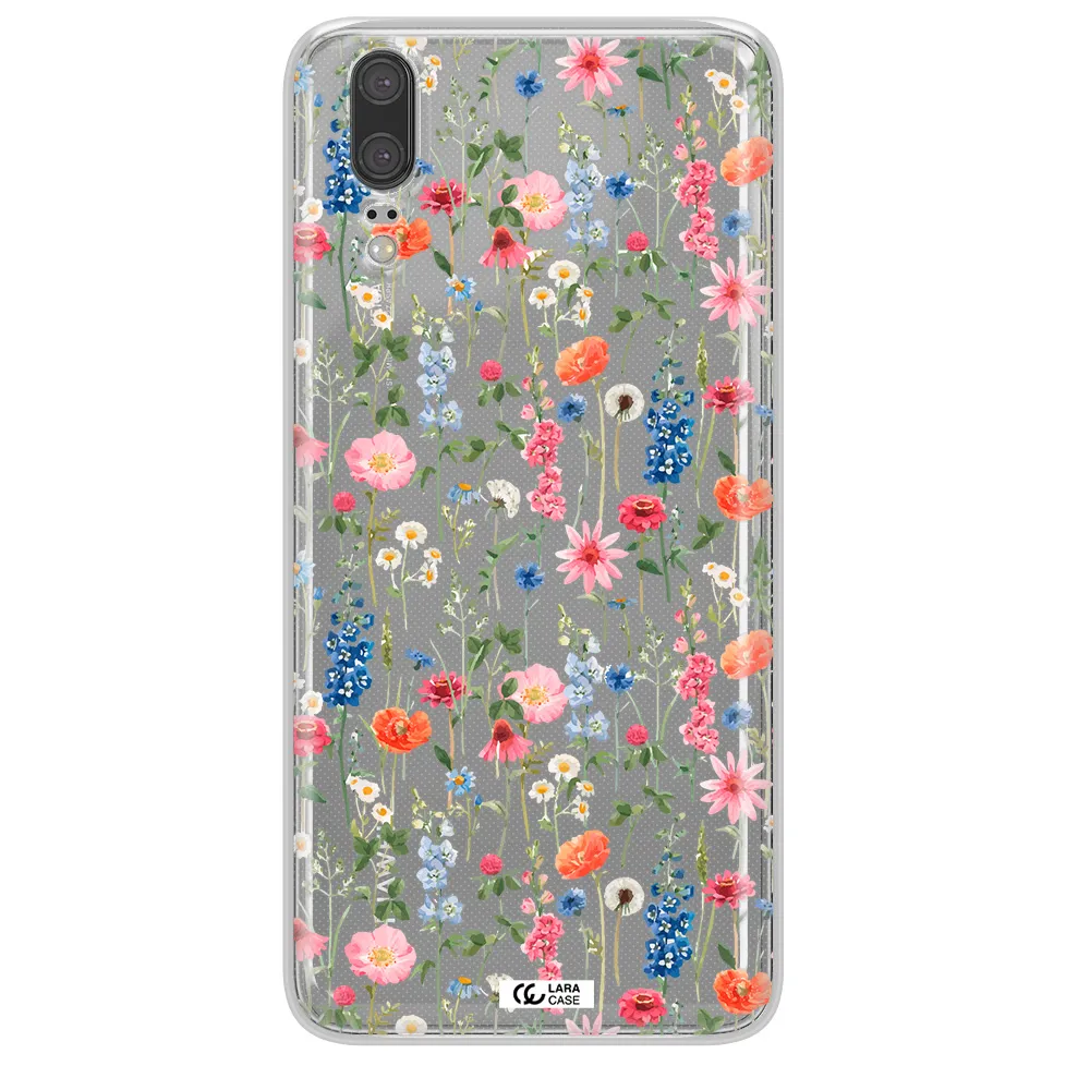 Green Blue Red Flowers Huawei P20 Clear TPU Case