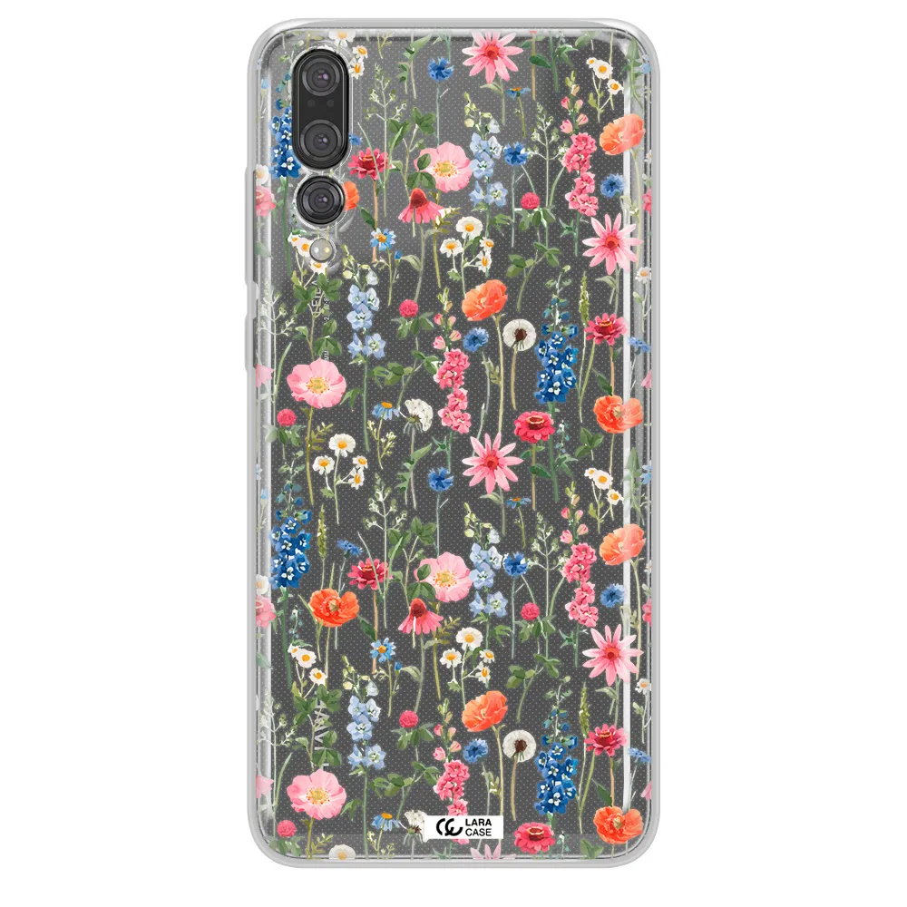 Green Blue Red Flowers Huawei P20 Pro Clear TPU Case