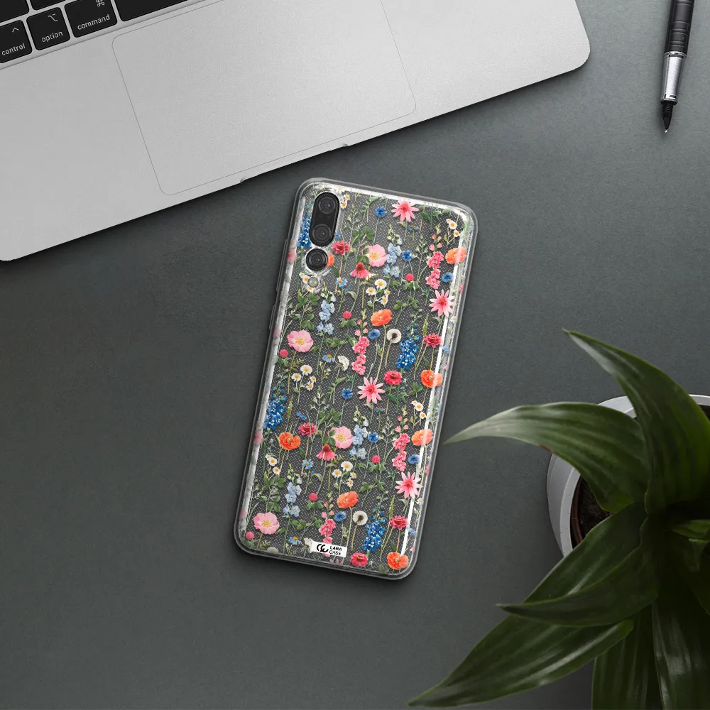 Green Blue Red Flowers Huawei P20 Pro Clear TPU Case