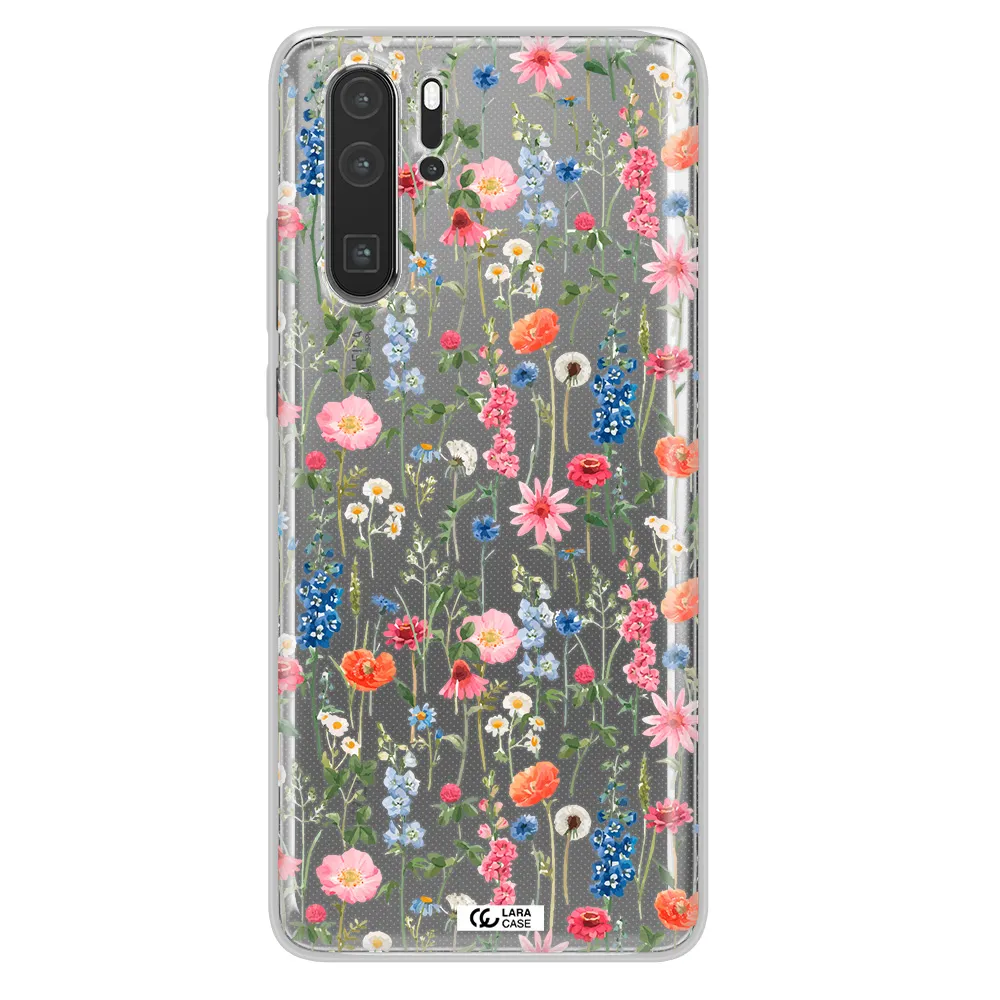 Green Blue Red Flowers Huawei P30 Pro Clear TPU Case