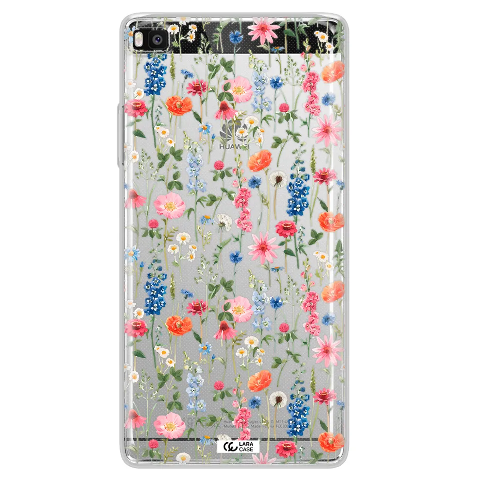 Green Blue Red Flowers Huawei P8 Clear TPU Case