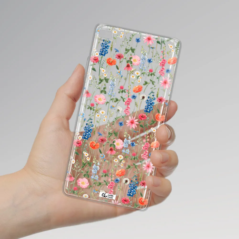 Green Blue Red Flowers Huawei P8 Clear TPU Case