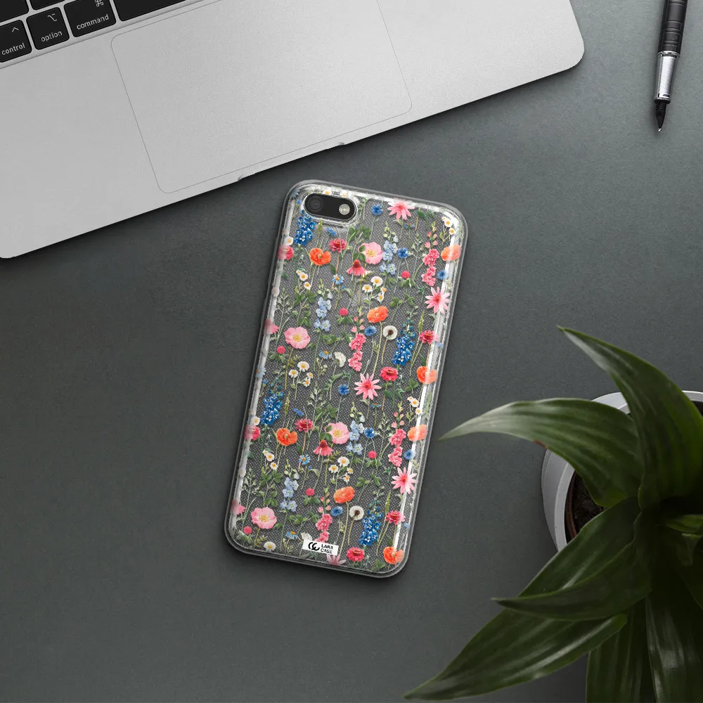 Green Blue Red Flowers Huawei Y5 2018 Clear TPU Case