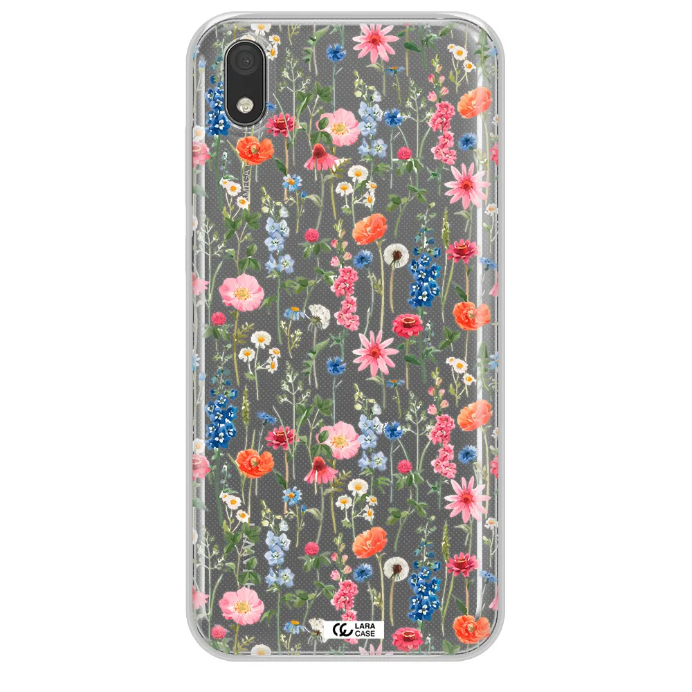 Green Blue Red Flowers Huawei Y5 2019 Clear TPU Case