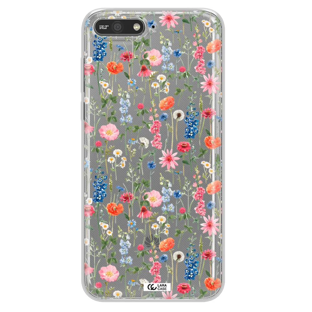 Green Blue Red Flowers Huawei Y6 2018 Clear TPU Case