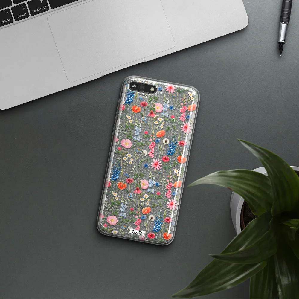 Green Blue Red Flowers Huawei Y6 2018 Clear TPU Case