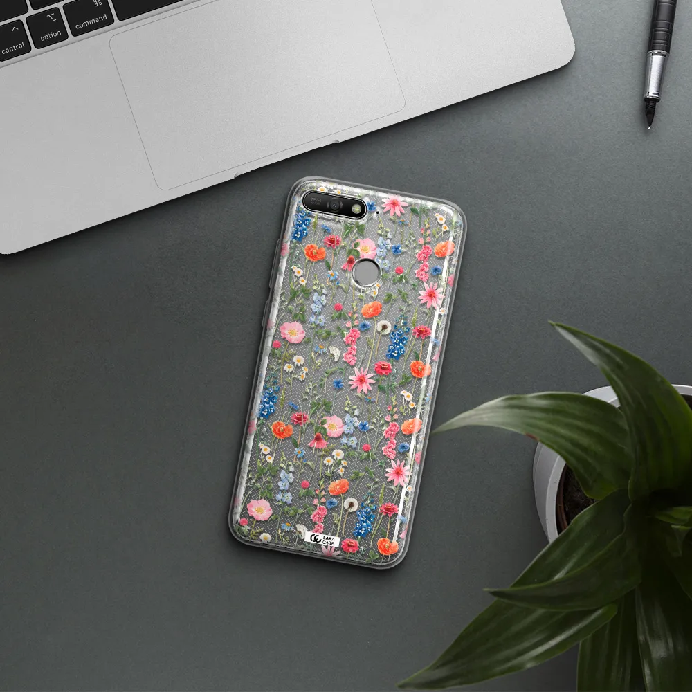 Green Blue Red Flowers Huawei Y6 Prime 2018 Clear TPU Case