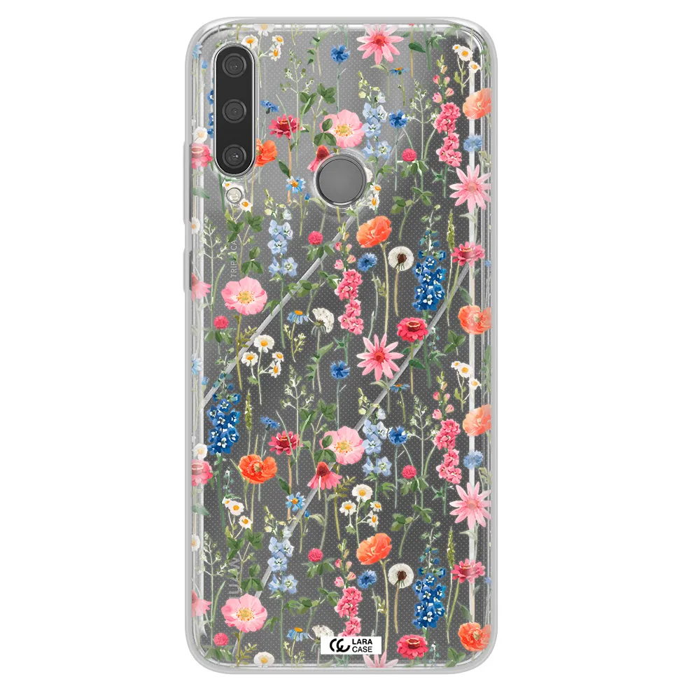 Green Blue Red Flowers Huawei Y6P Clear TPU Case