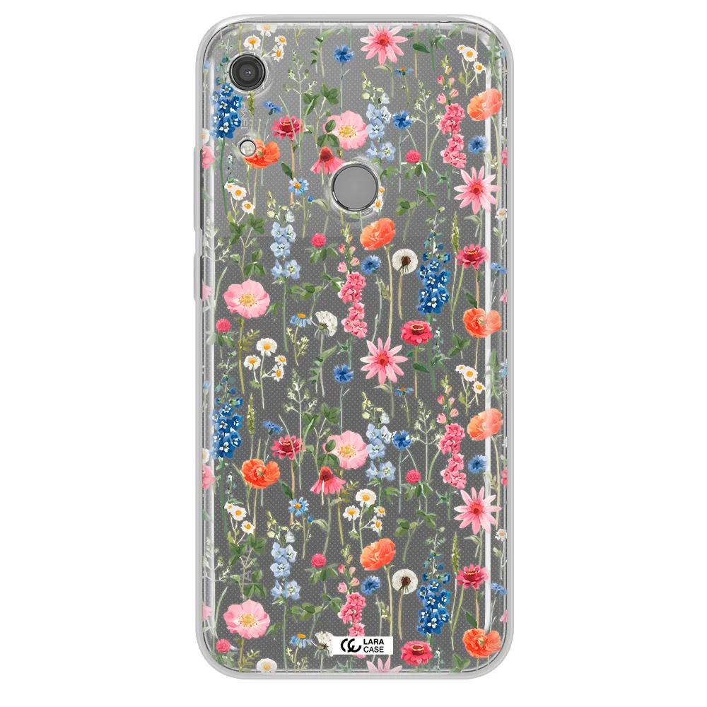 Green Blue Red Flowers Huawei Y6S Clear TPU Case
