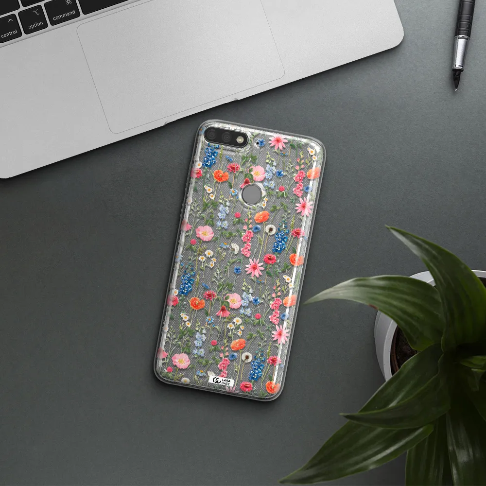 Green Blue Red Flowers Huawei Y7 Prime 2018 Clear TPU Case