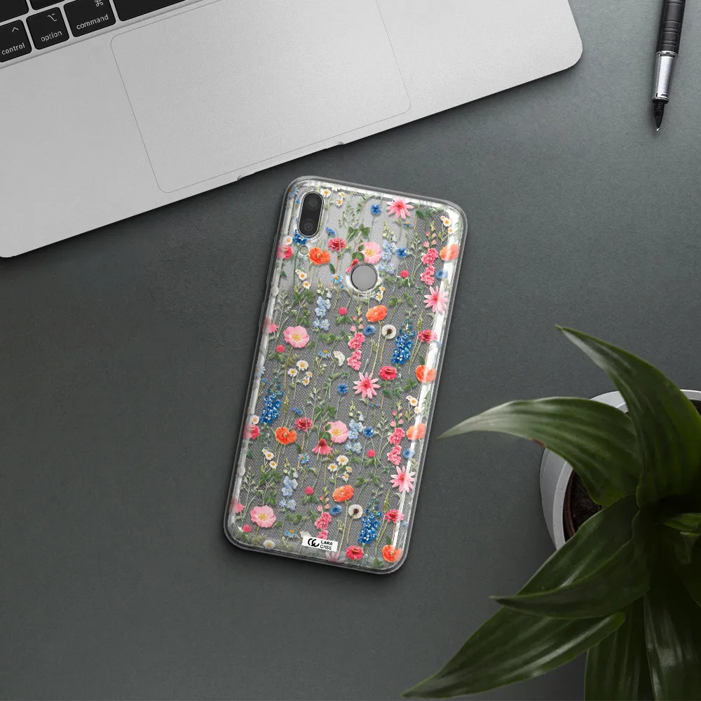 Green Blue Red Flowers Huawei Y9 2019 Clear TPU Case
